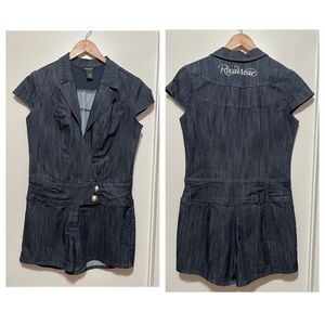 Vintage Rocawear denim jean jumpsuit romper one piece L spellout hiphop
